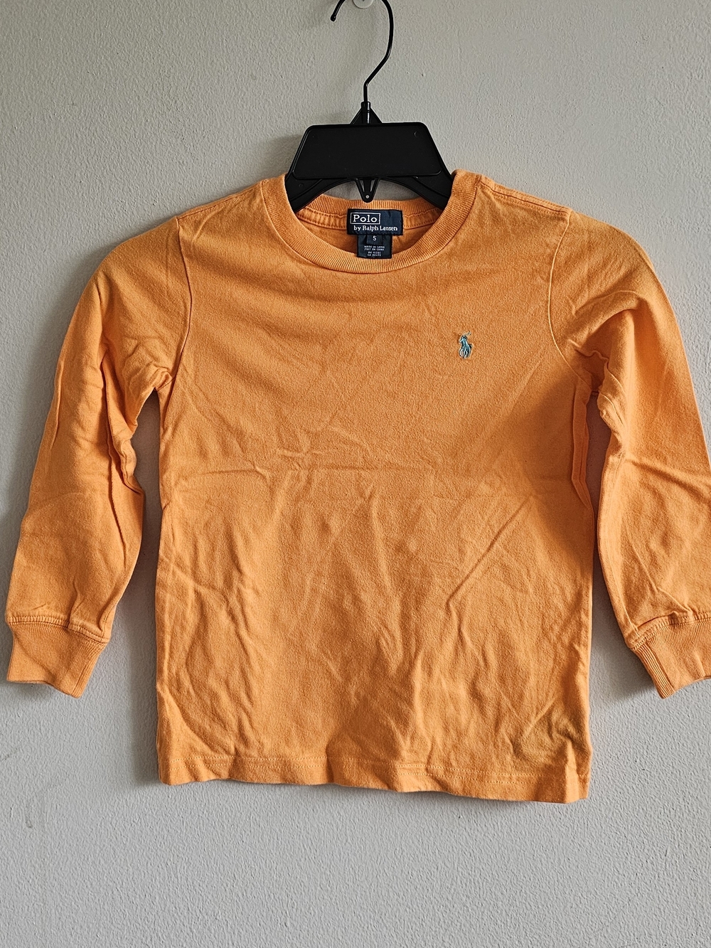Ralph Lauren Orange Crewneck Tee Size 5 100% Cotton
